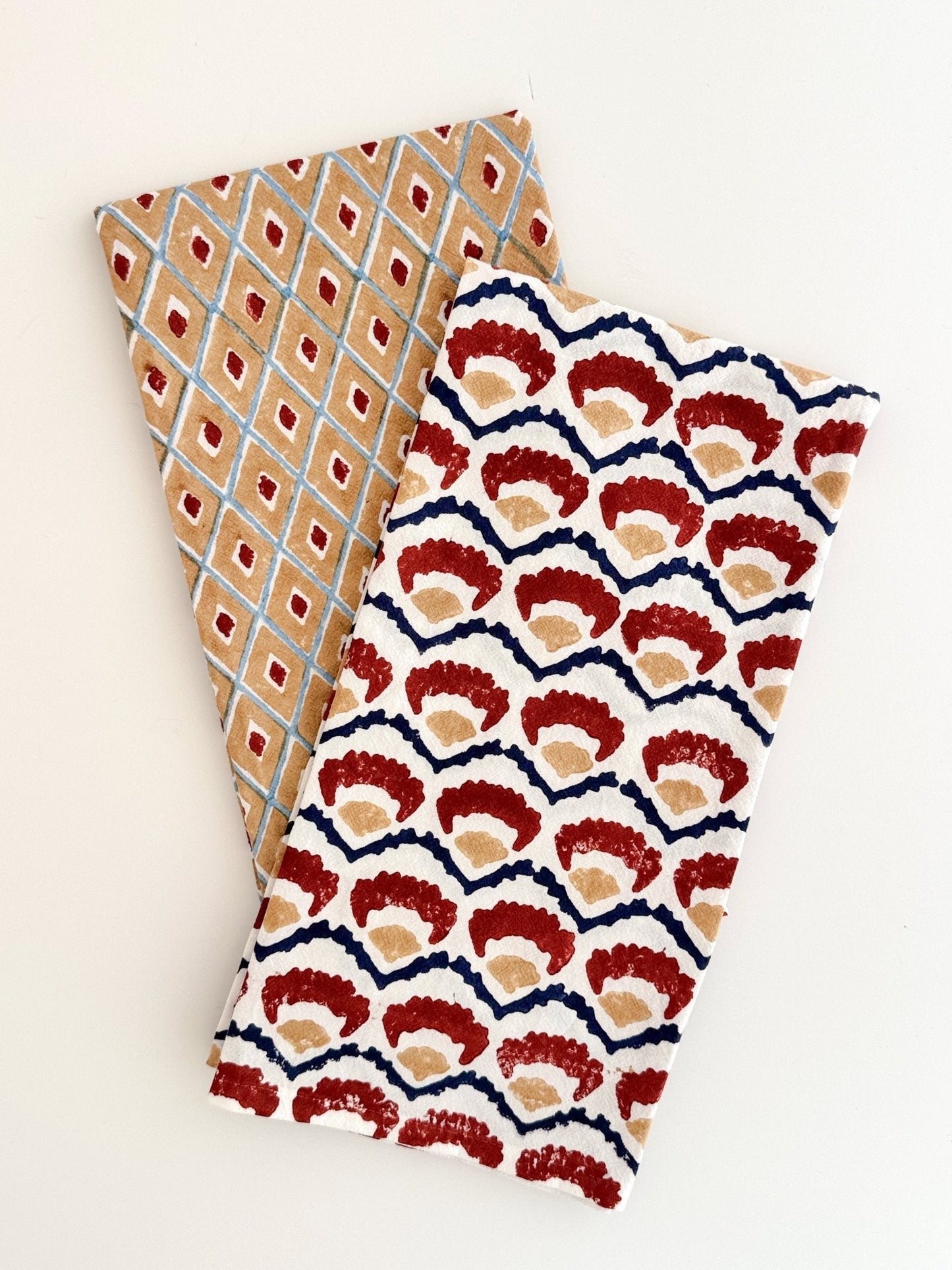 Organic Ivory Napkins (set of 4) - Ikat, Chai