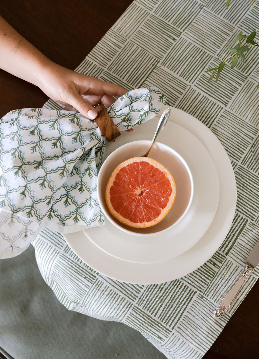 Organic Napkins (set of 4) - Jaipur, Uniform Blue & Sage