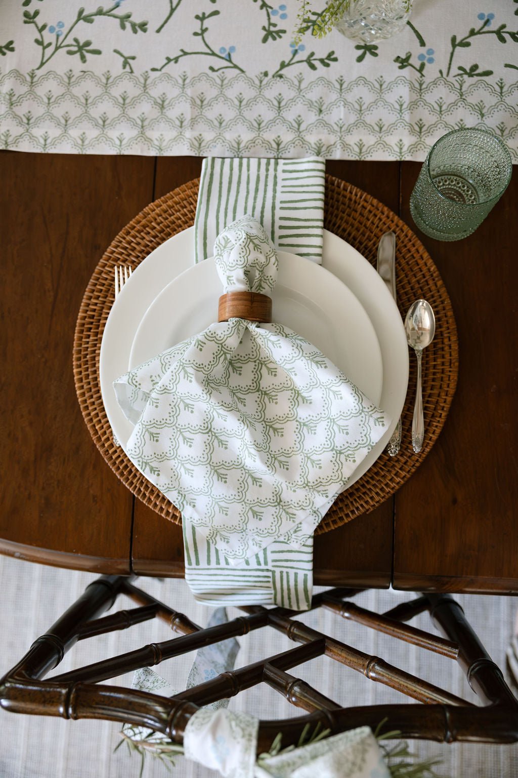 Organic Napkins (set of 4) - Jaipur, Uniform Blue & Sage