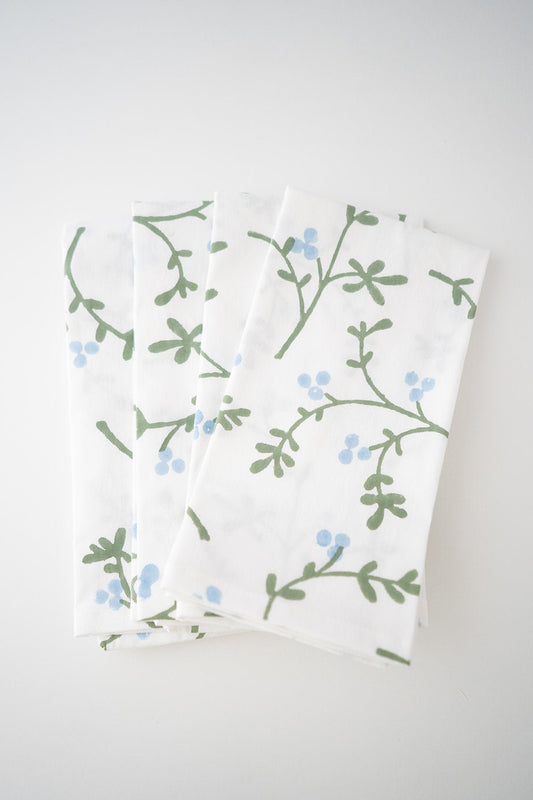 Organic Napkins (set of 4) - Winterberry, Uniform Blue & Sage