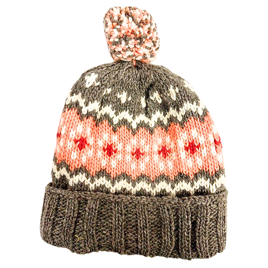 Peach Fair Isle Ski Hat