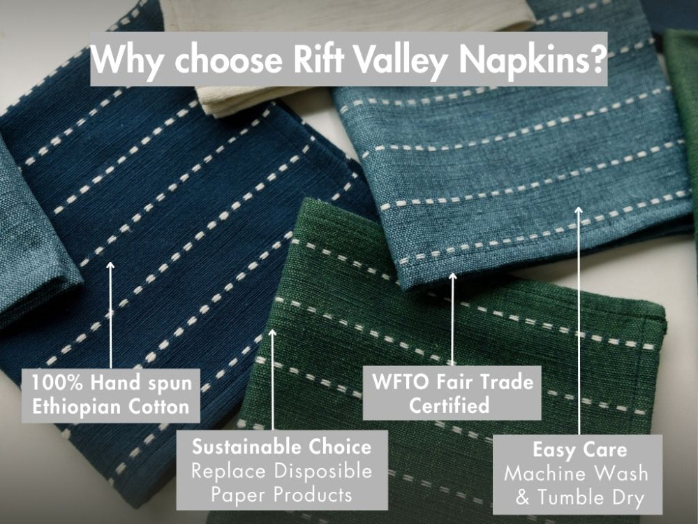 Rift Valley Handwoven Ethiopian Cotton Cocktail Napkins | Set of 2