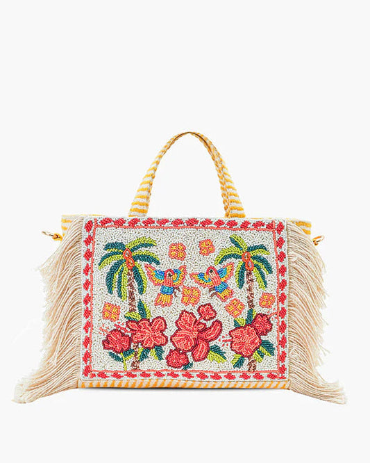 Rio Rhythm Vibrant Beaded Artisan Top Handle Bag