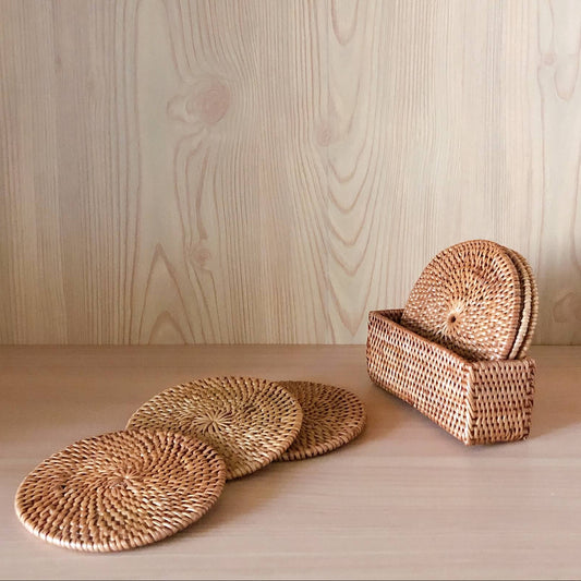Bali Rattan Cup Coaster - Set of 5
