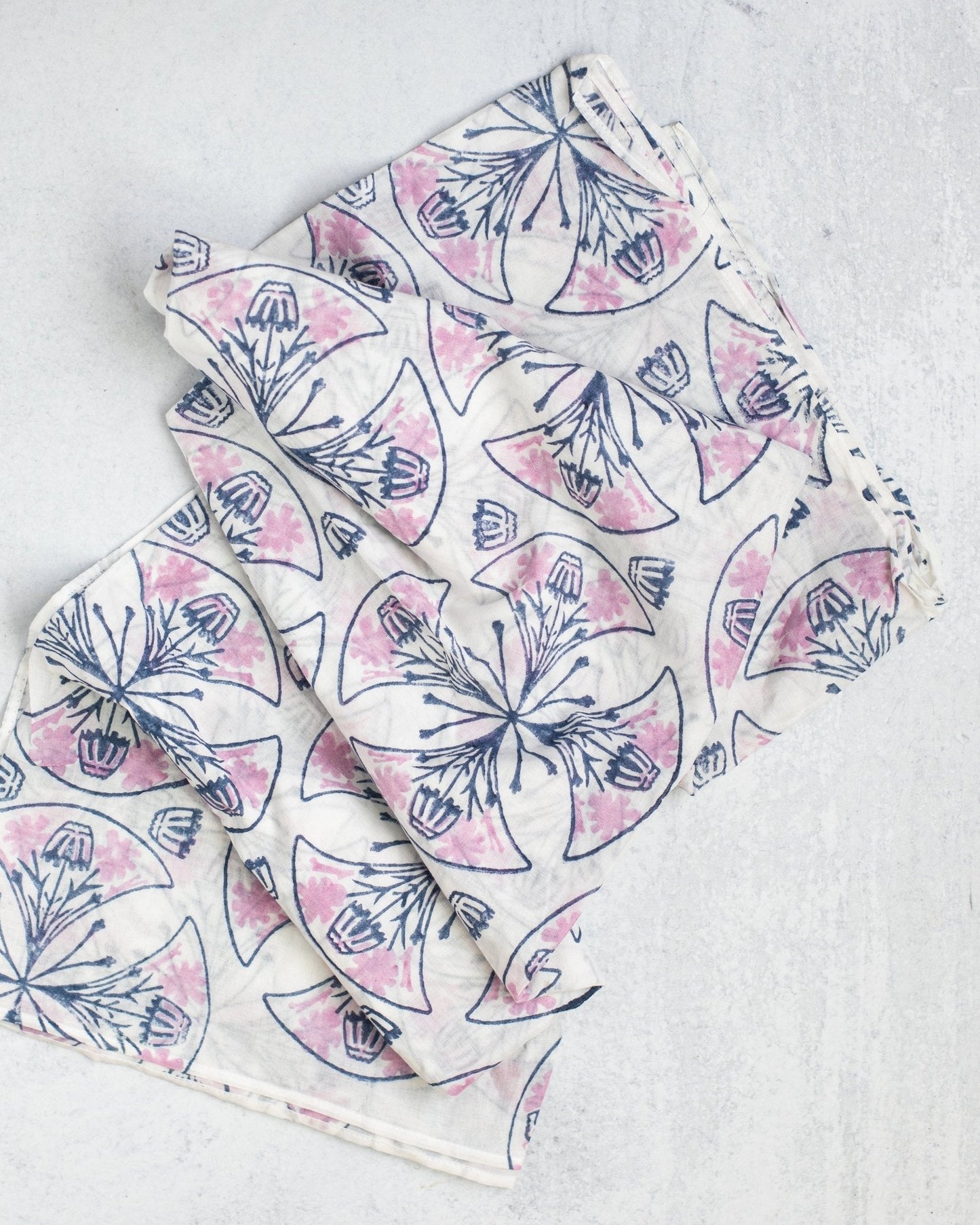 Sarong - Ivory Voile - Mosaic, Navy & Lilac