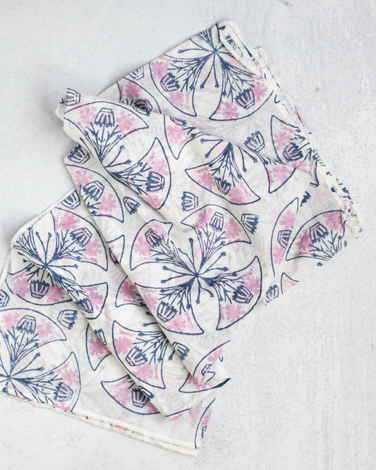 Sarong - Ivory Voile - Mosaic, Navy & Lilac