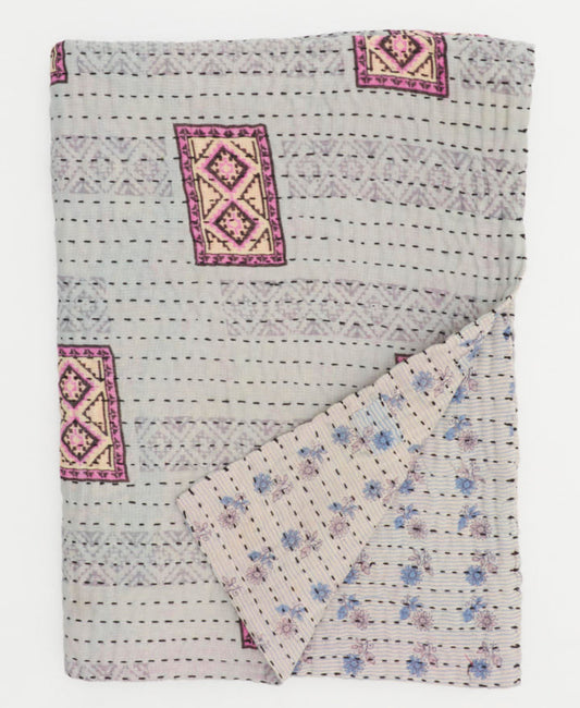 A Small Kantha Quilt Throw - No. 240823