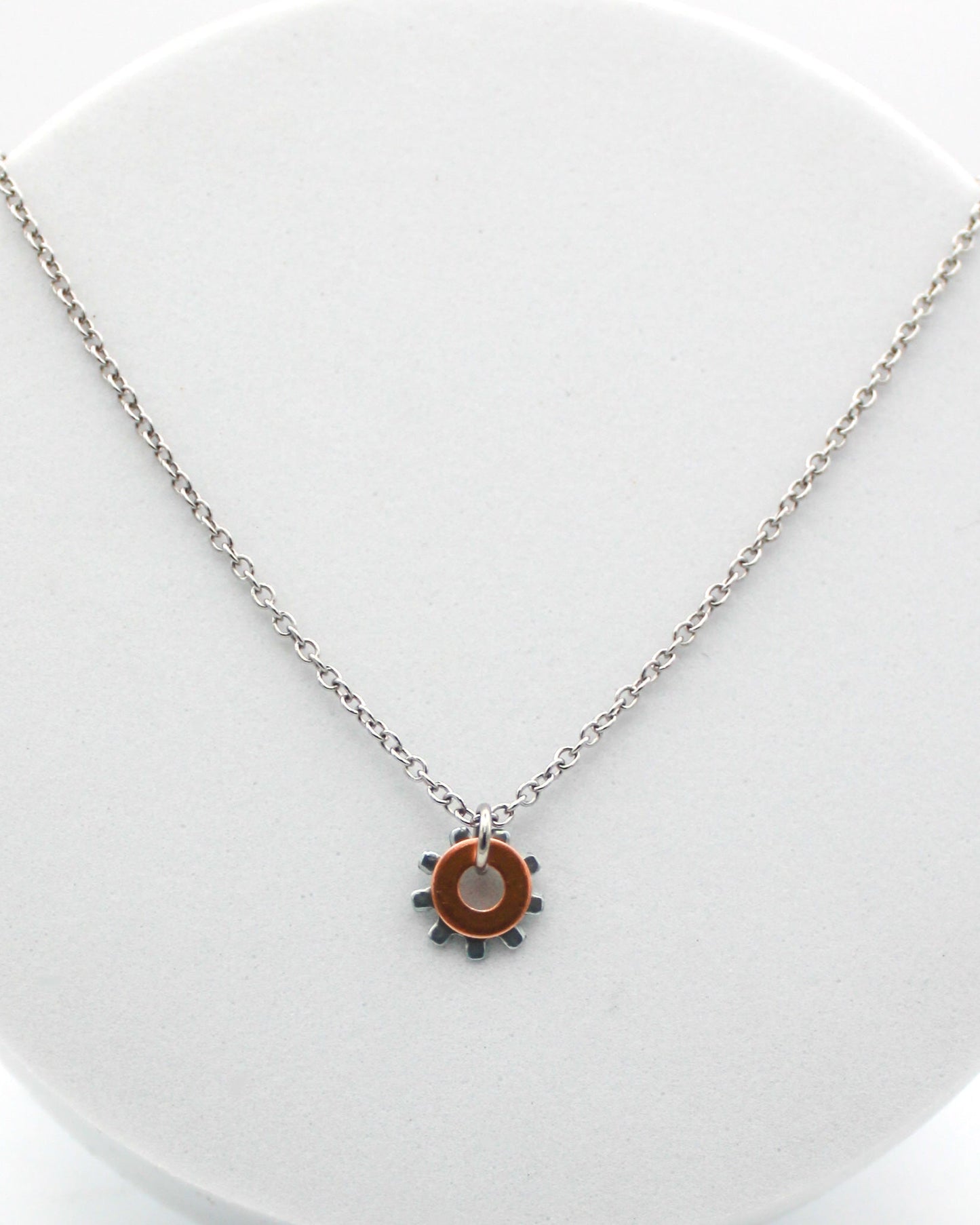 Shine Necklace | Salvaged Copper & Steel Auto Parts | Adjustable Stainless Steel Chain