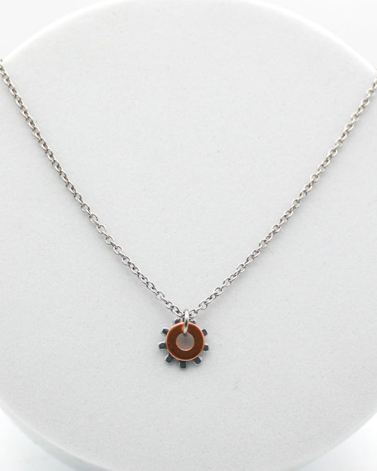 Shine Necklace | Salvaged Copper & Steel Auto Parts | Adjustable Stainless Steel Chain