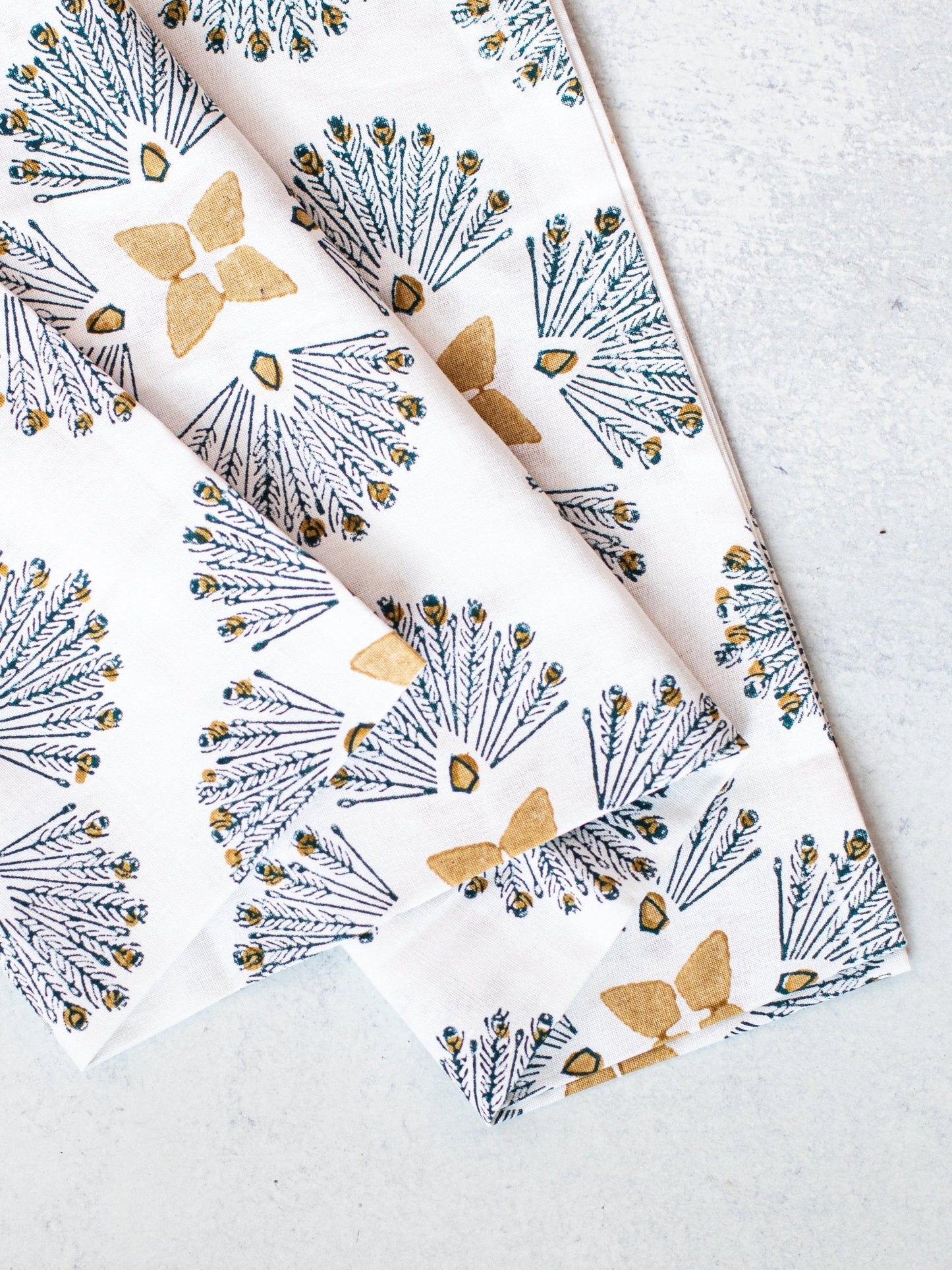 Table Runner (Ivory) - Peacock Paradise, Midnight & Chai
