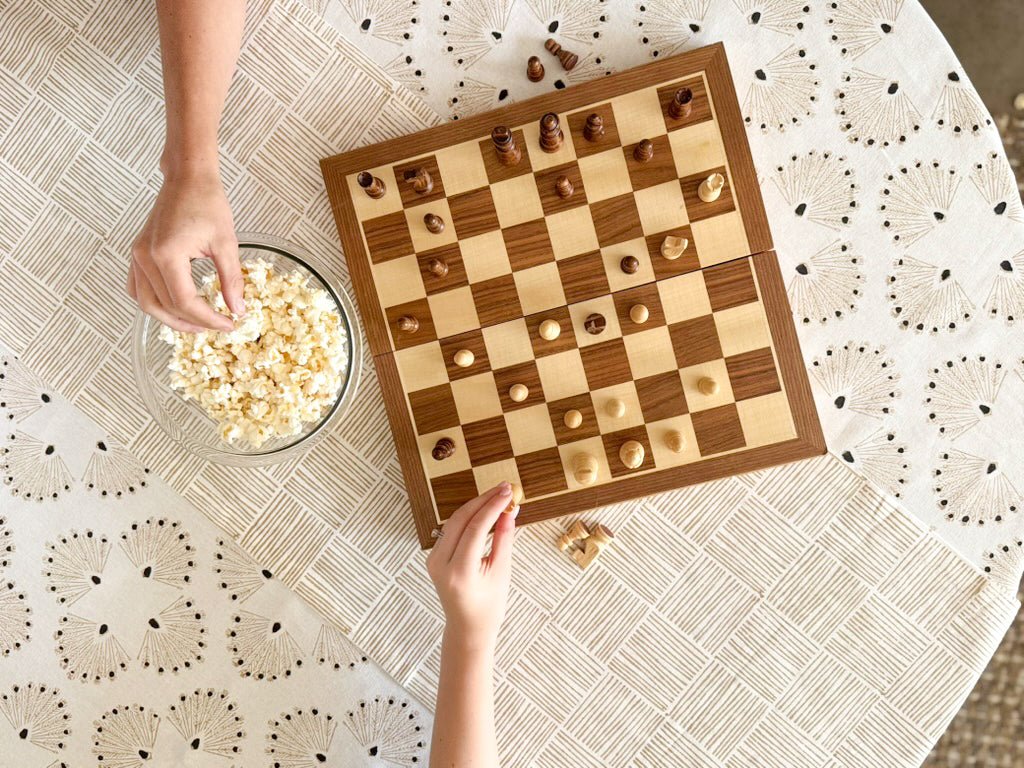 Table Throw (Ivory) - Peacock Paradise, Chai & Black