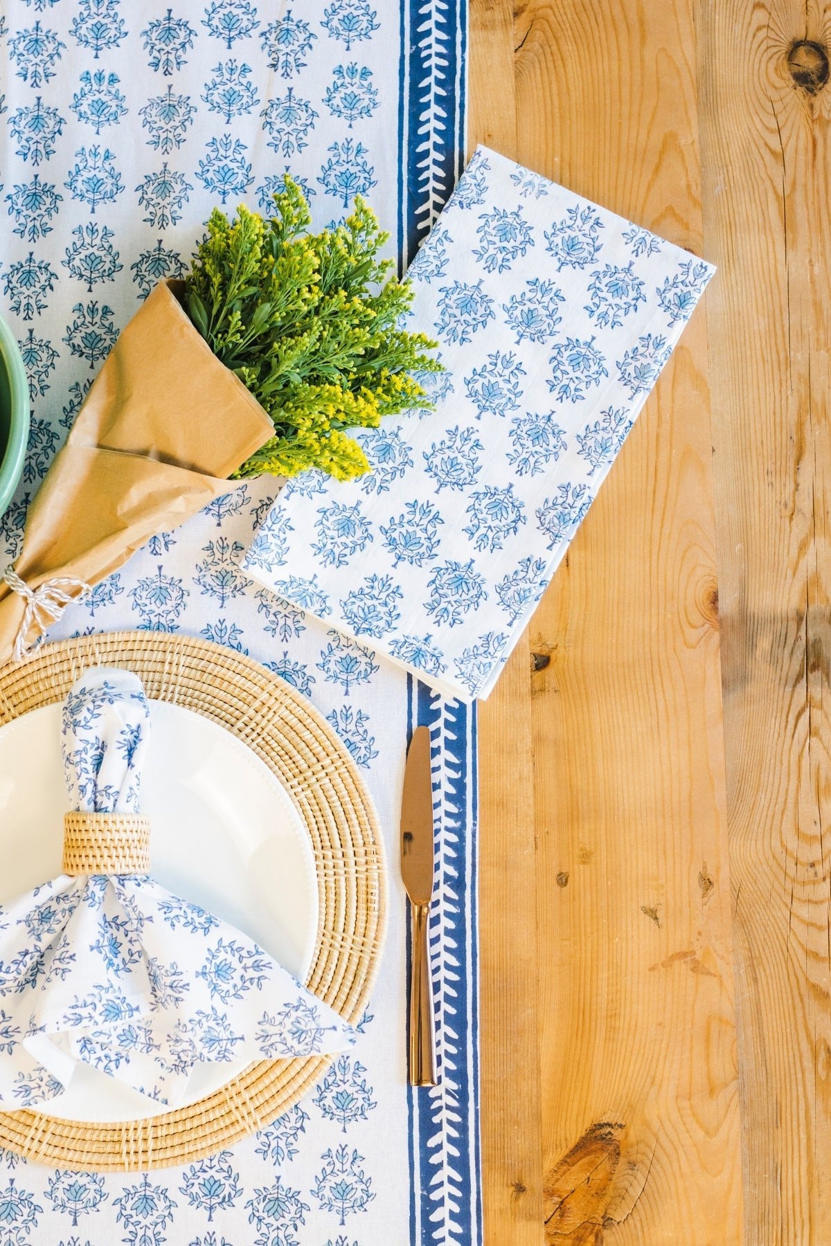 Table Runner - Lotus, Uniform Blue & Navy