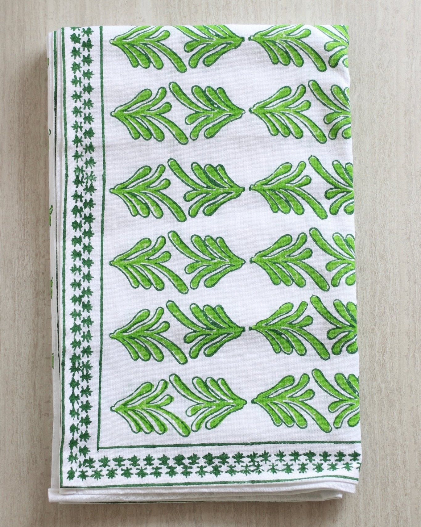 Hand Block Printed Table Runner - Palmetto, Evergreen & Vine