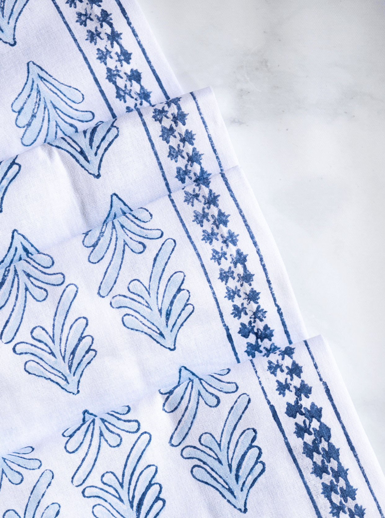 Hand Block Printed Table Runner - Palmetto, Uniform Blue & Navy