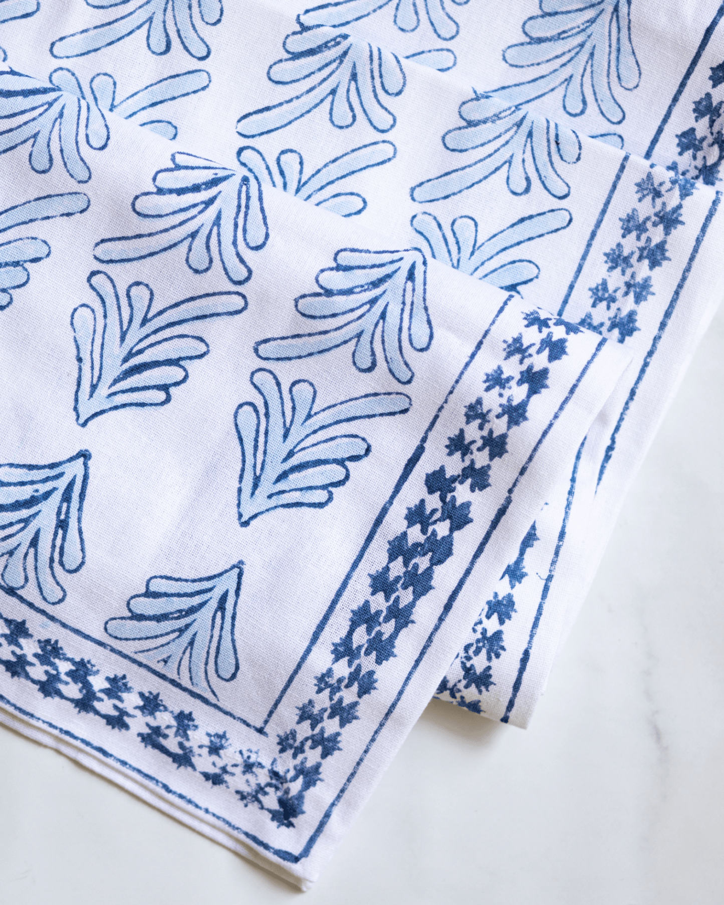 Hand Block Printed Table Runner - Palmetto, Uniform Blue & Navy
