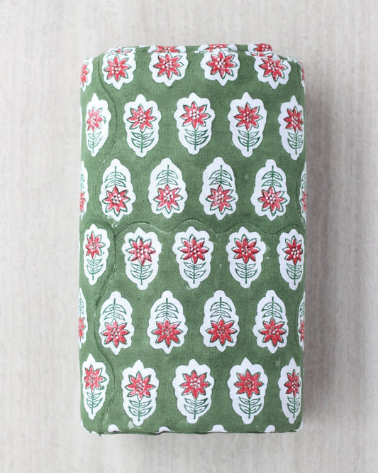 Table Runner - Poinsettia, Red & Sage