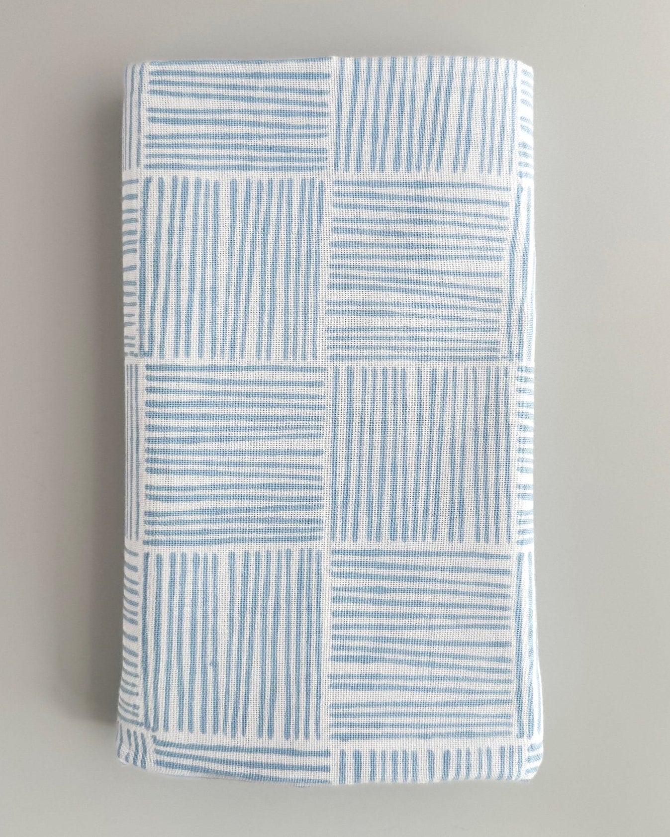 Hand Block Printed Table Runner - Stripe, Uniform Blue