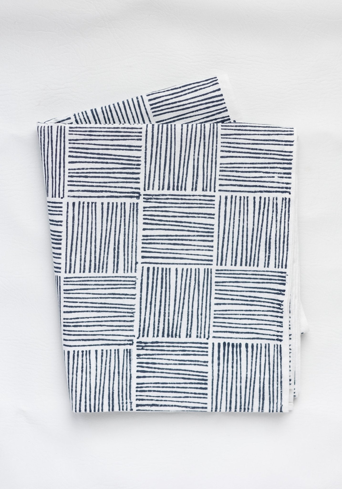Hand Block Printed Table Runner - Stripe, Navy