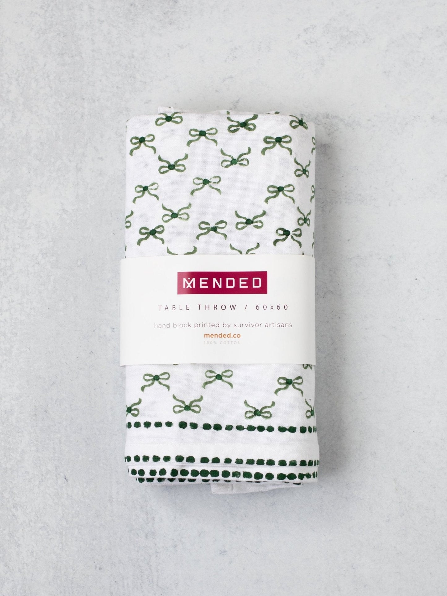 Table Throw - Bow, Sage & Evergreen