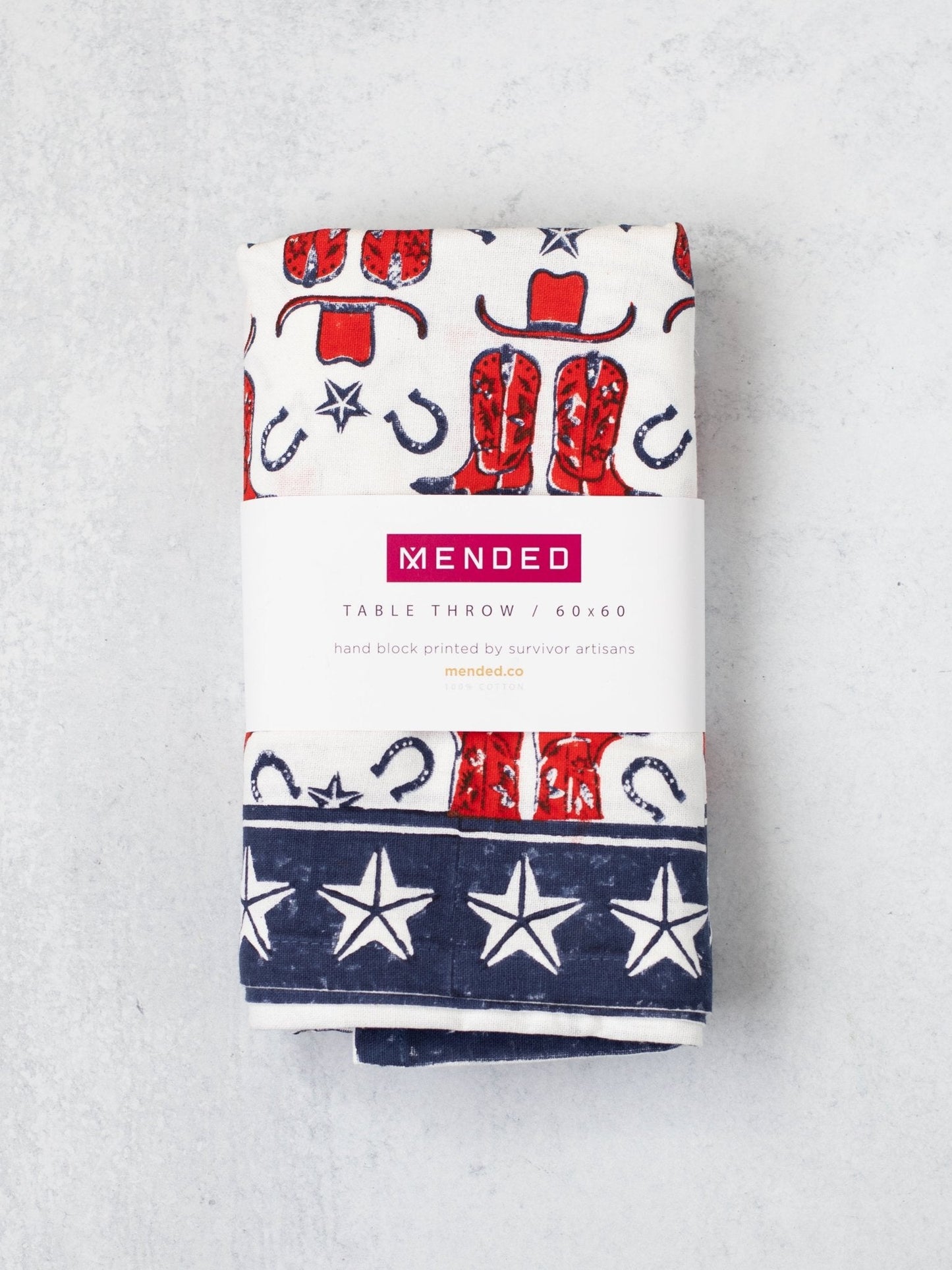 Table Throw (Ivory) - Cowgirl, Navy & Poppy