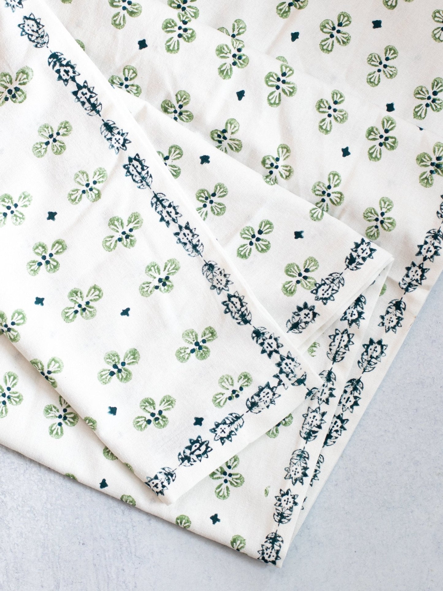 Table Throw (Ivory) - Dogwood Blossom, Sage & Midnight