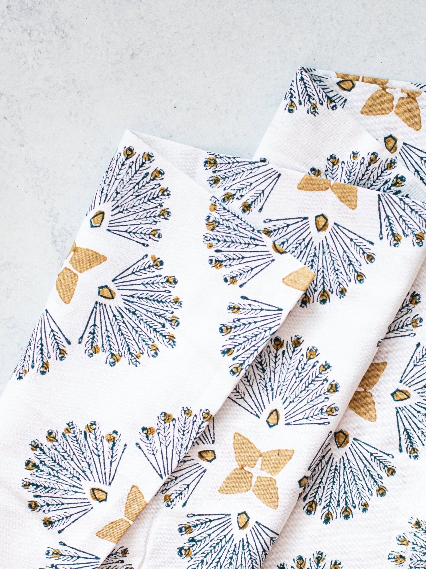 Table Throw (Ivory) - Peacock Paradise, Midnight & Chai