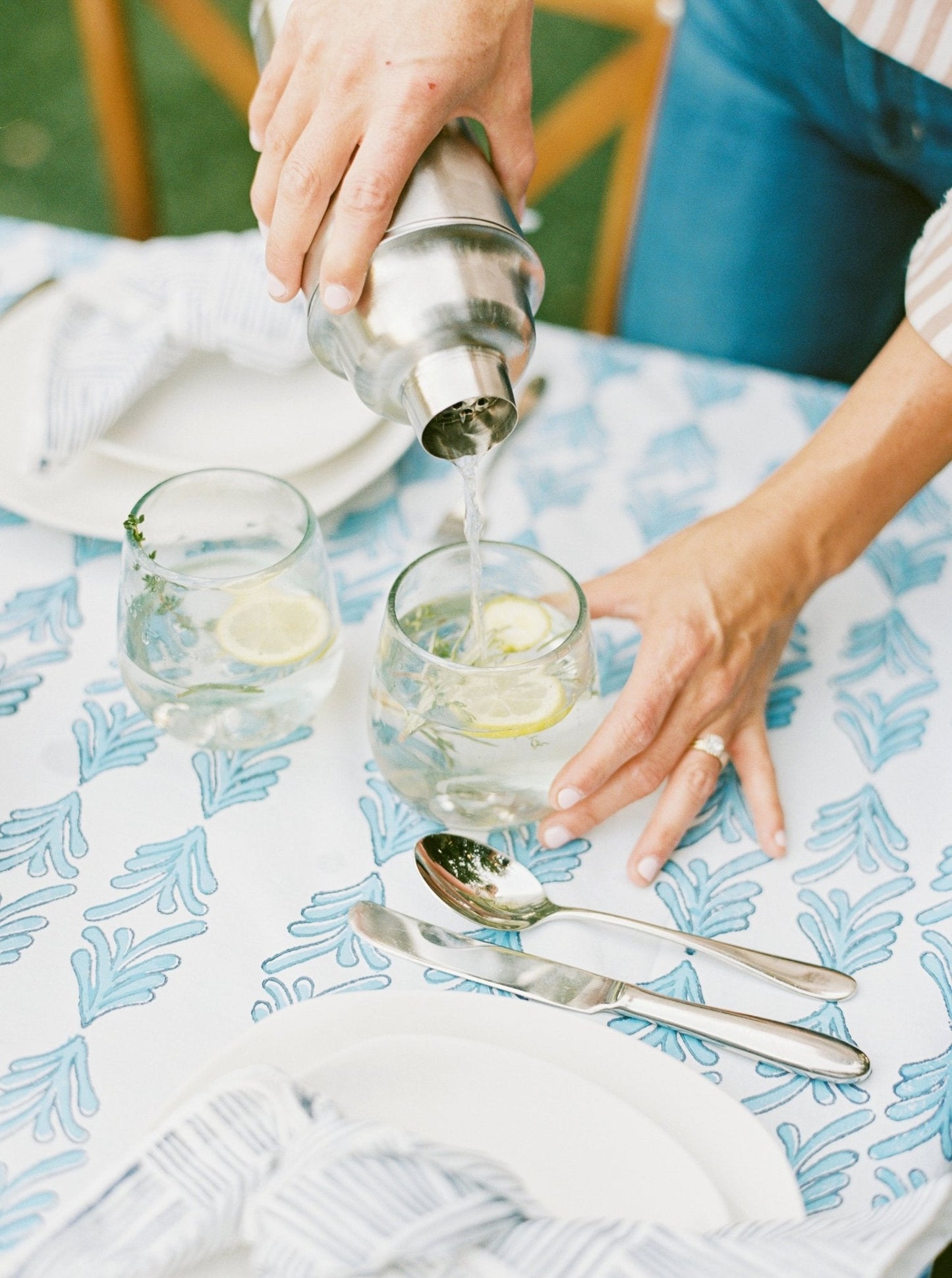 Table Throw - Palmetto, Uniform Blue & Navy