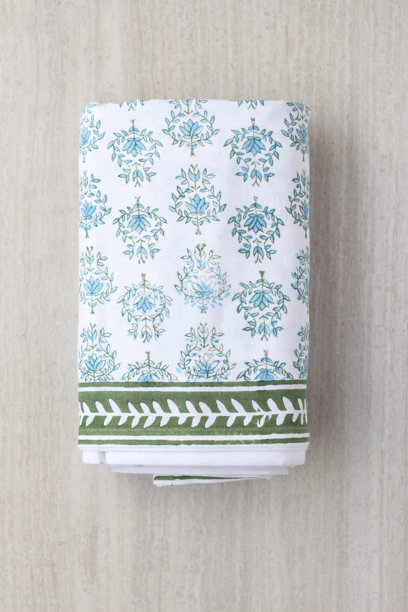 Tablecloth - Lotus, Sage & Uniform Blue