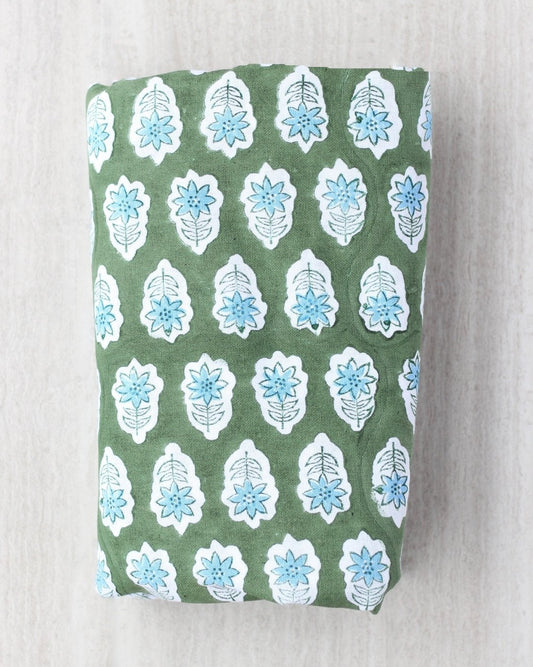 Tablecloth - Poinsettia, Sage & Uniform Blue