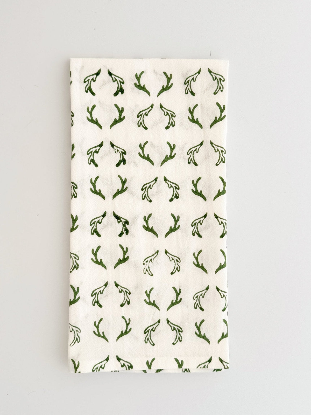 Tea Towel (Ivory) - Antlers, Sage