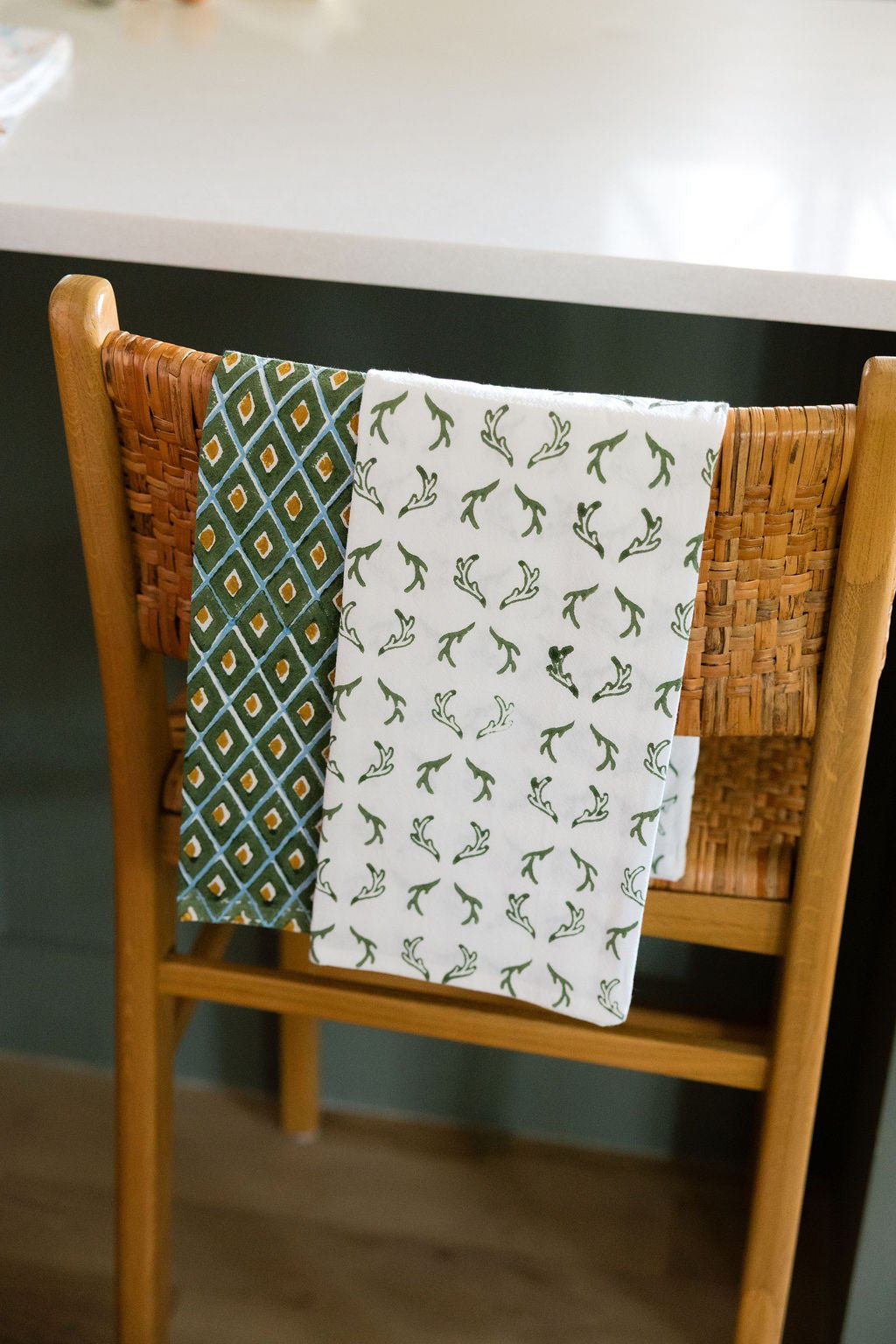 Tea Towel (Ivory) - Antlers, Sage