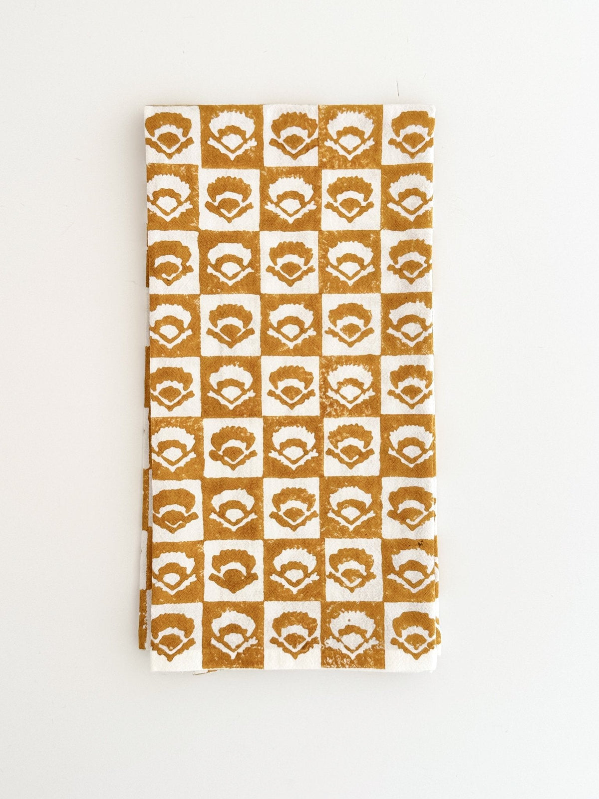 Tea Towel (Ivory) - Checkered Poppy, Mustard