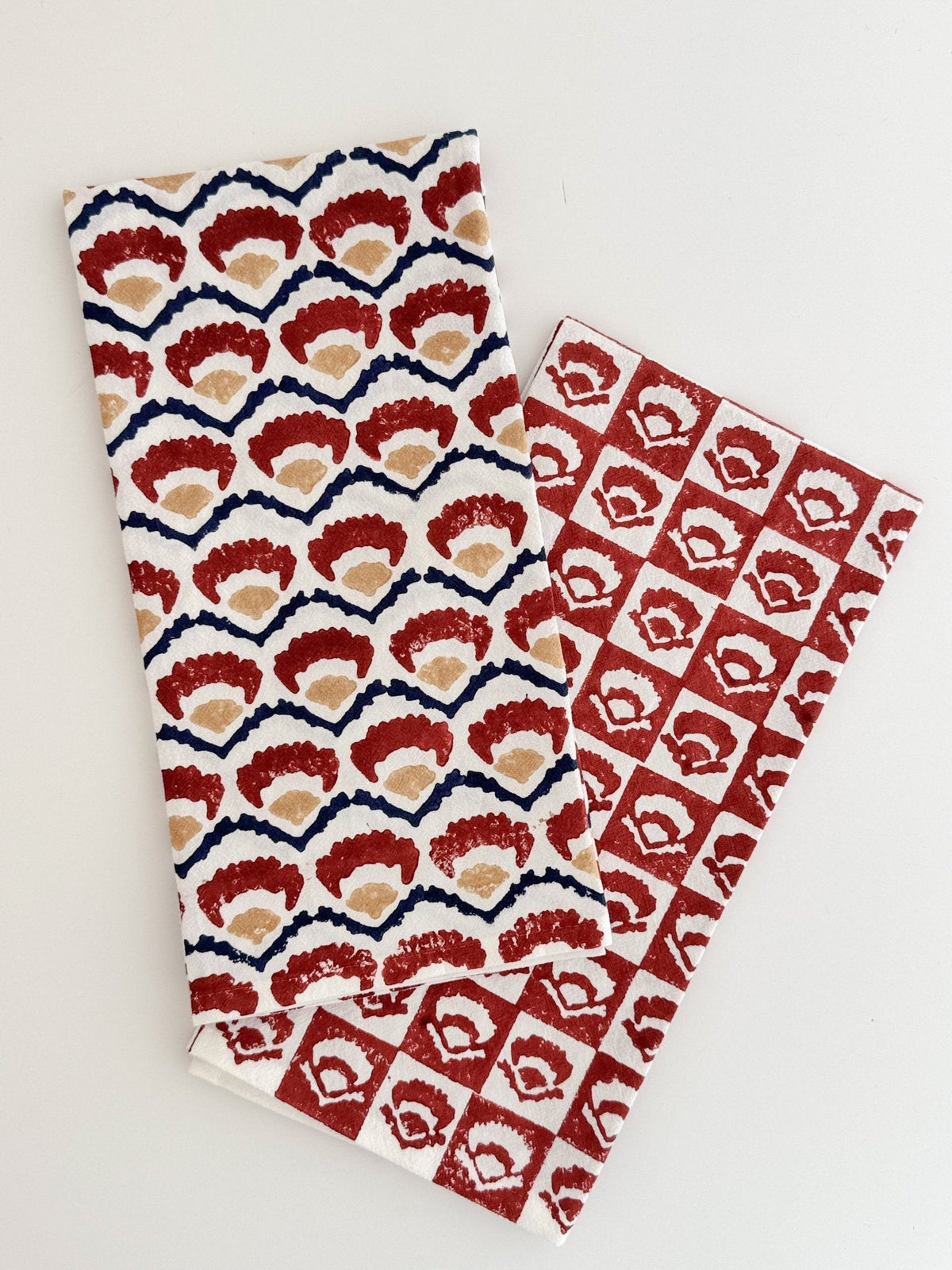 Tea Towel (Ivory) - Modern Poppy, Terracotta