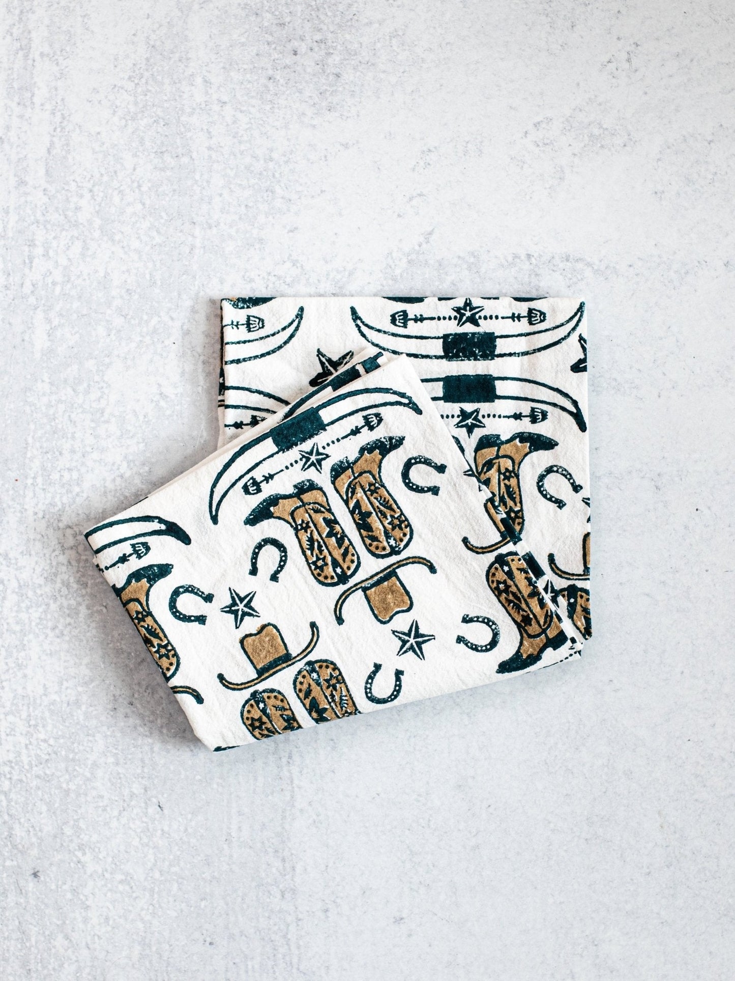 Tea Towel (Ivory) - Cowgirl Boots, Midnight & Chai