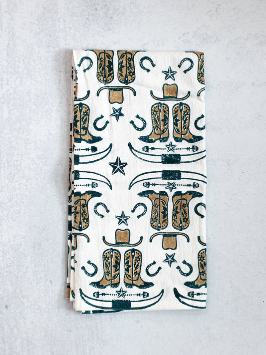 Tea Towel (Ivory) - Cowgirl Boots, Midnight & Chai