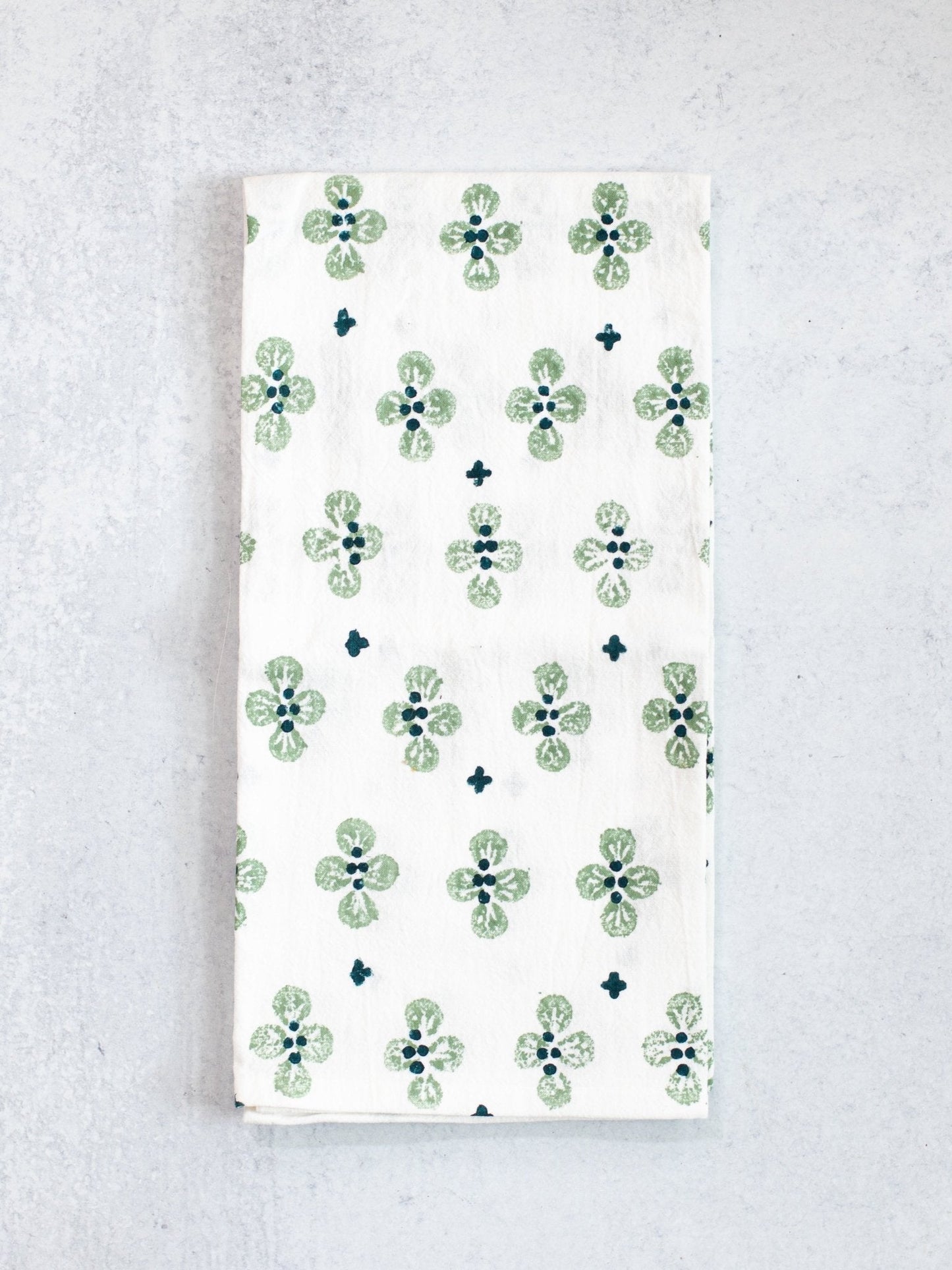Tea Towel (Ivory) - Dogwood Blossom, Sage & Midnight