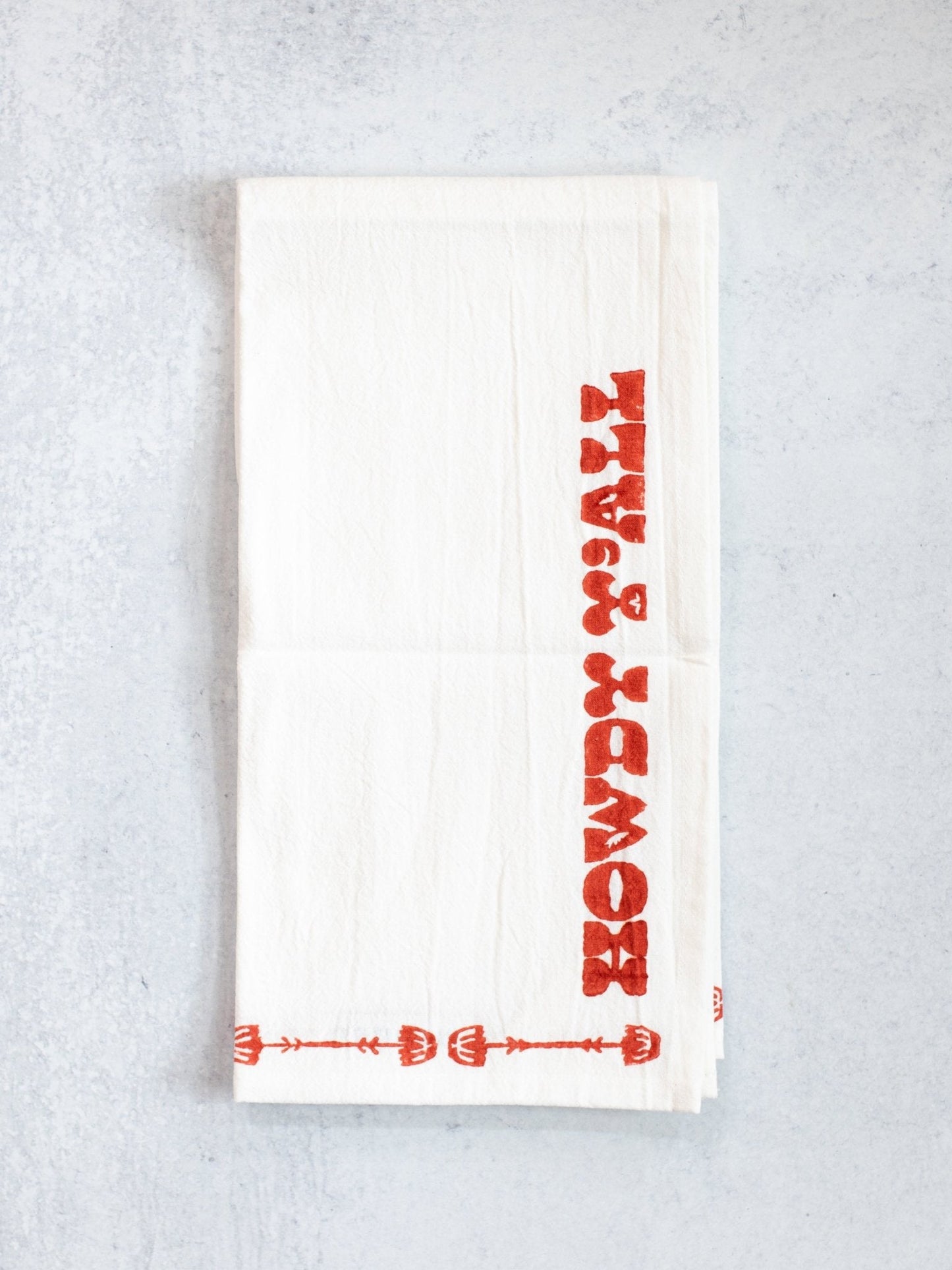 Tea Towel (Ivory) - Howdy, Terracotta