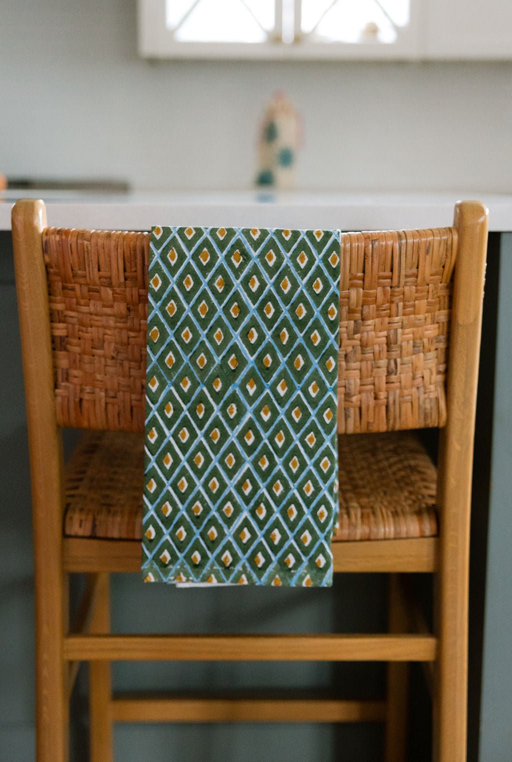 Tea Towel (Ivory) - Ikat, Sage