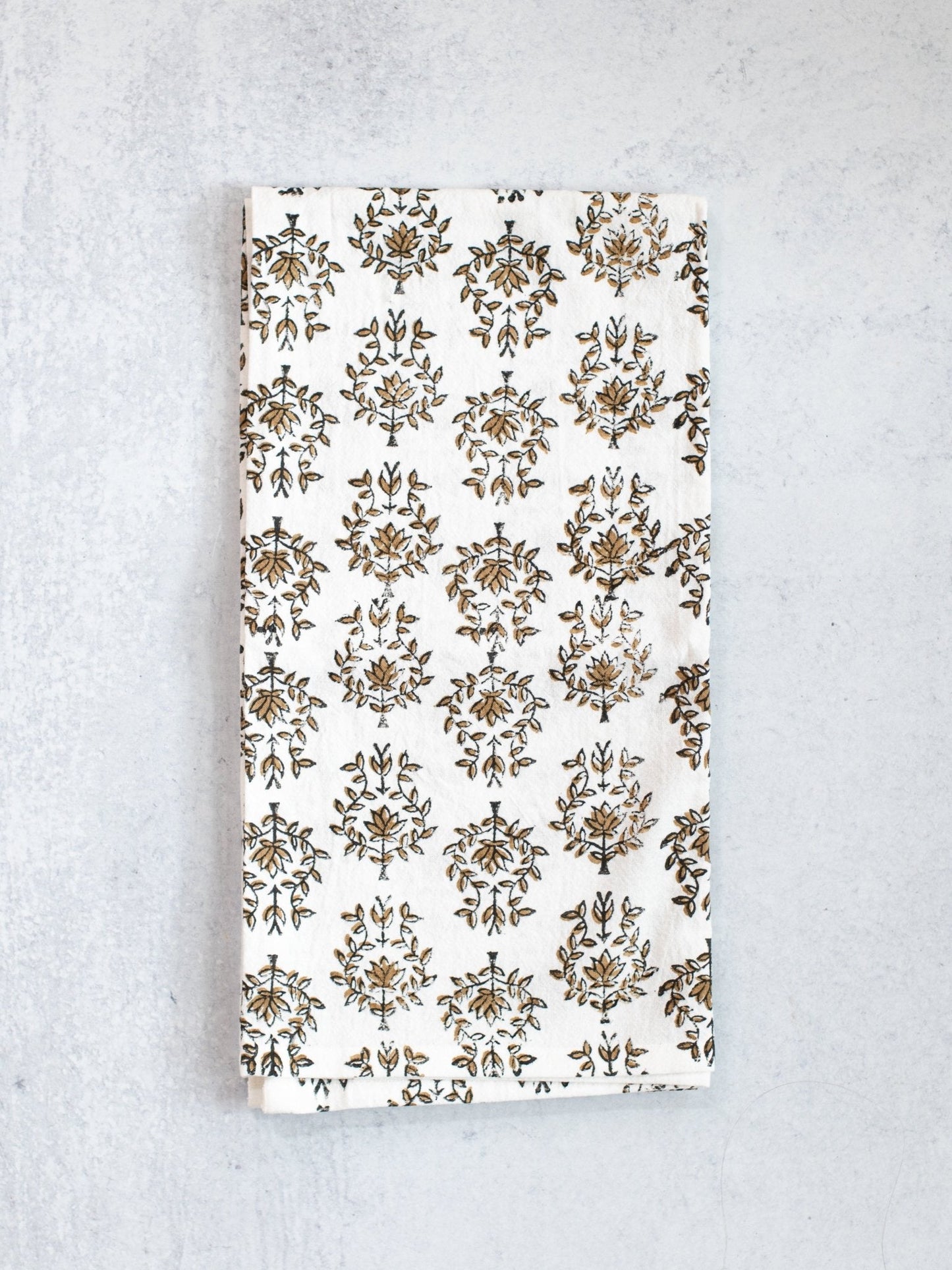Tea Towel (Ivory) - Lotus, Black & Chai
