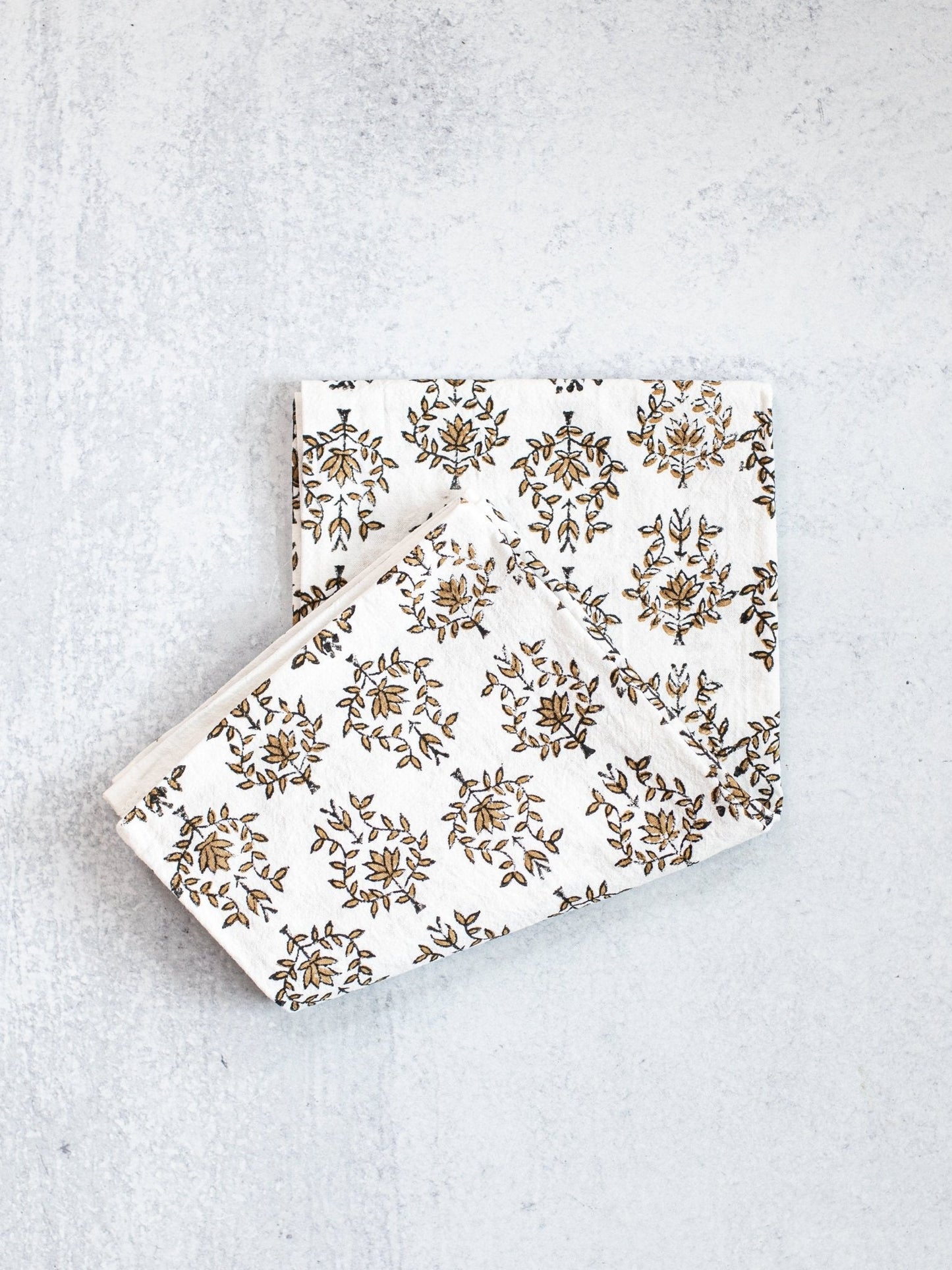 Tea Towel (Ivory) - Lotus, Black & Chai