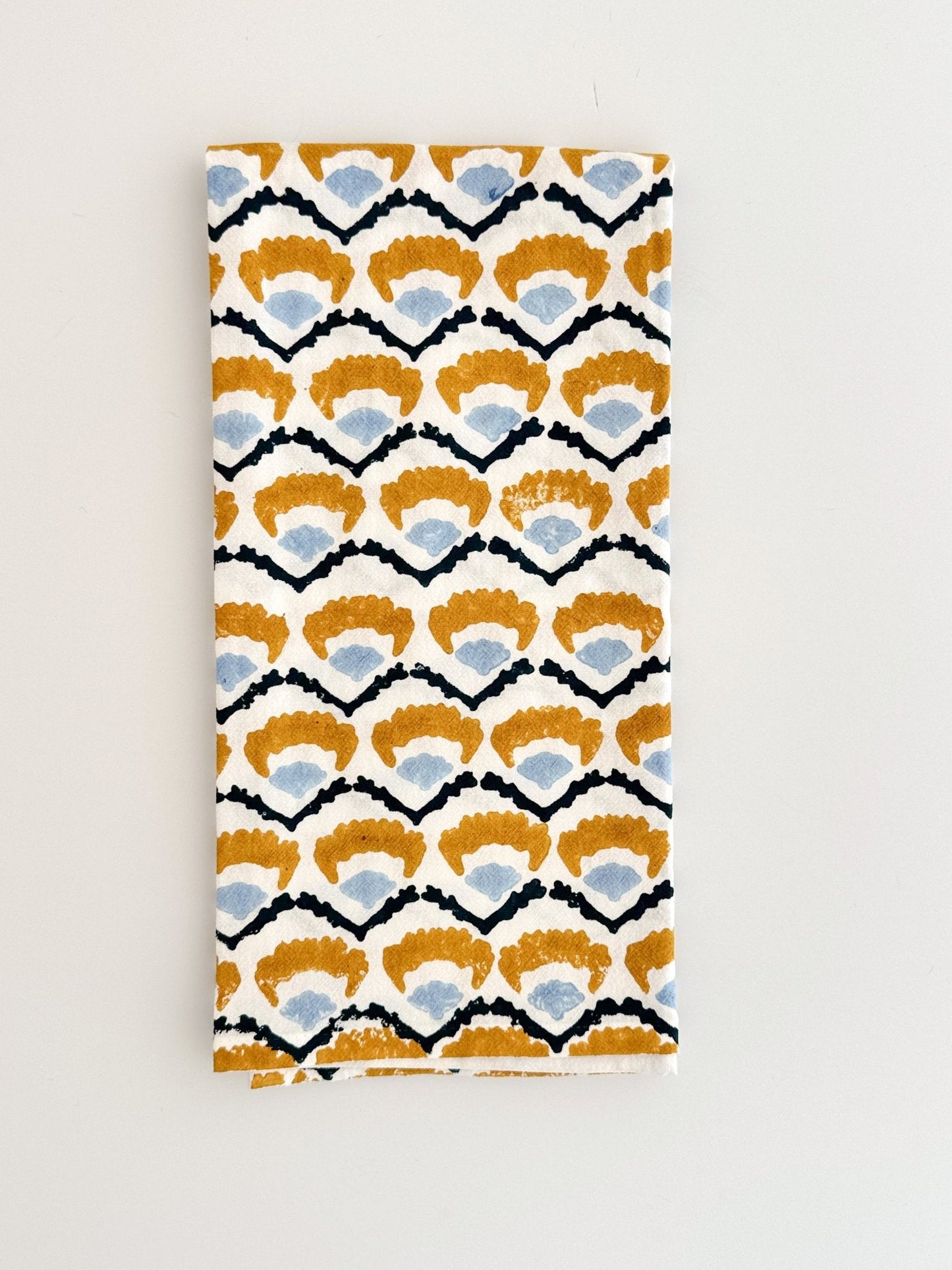 Tea Towel (Ivory) - Modern Poppy, Mustard