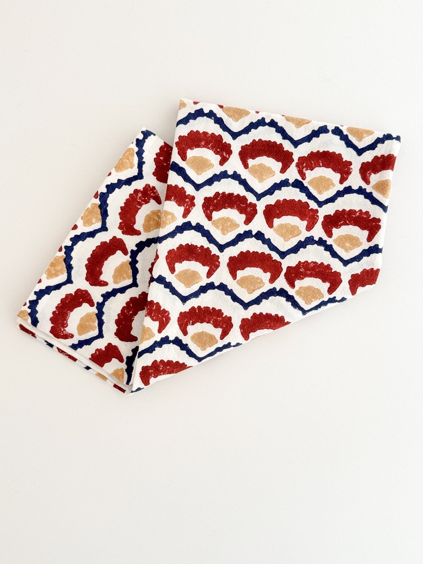 Tea Towel (Ivory) - Modern Poppy, Terracotta