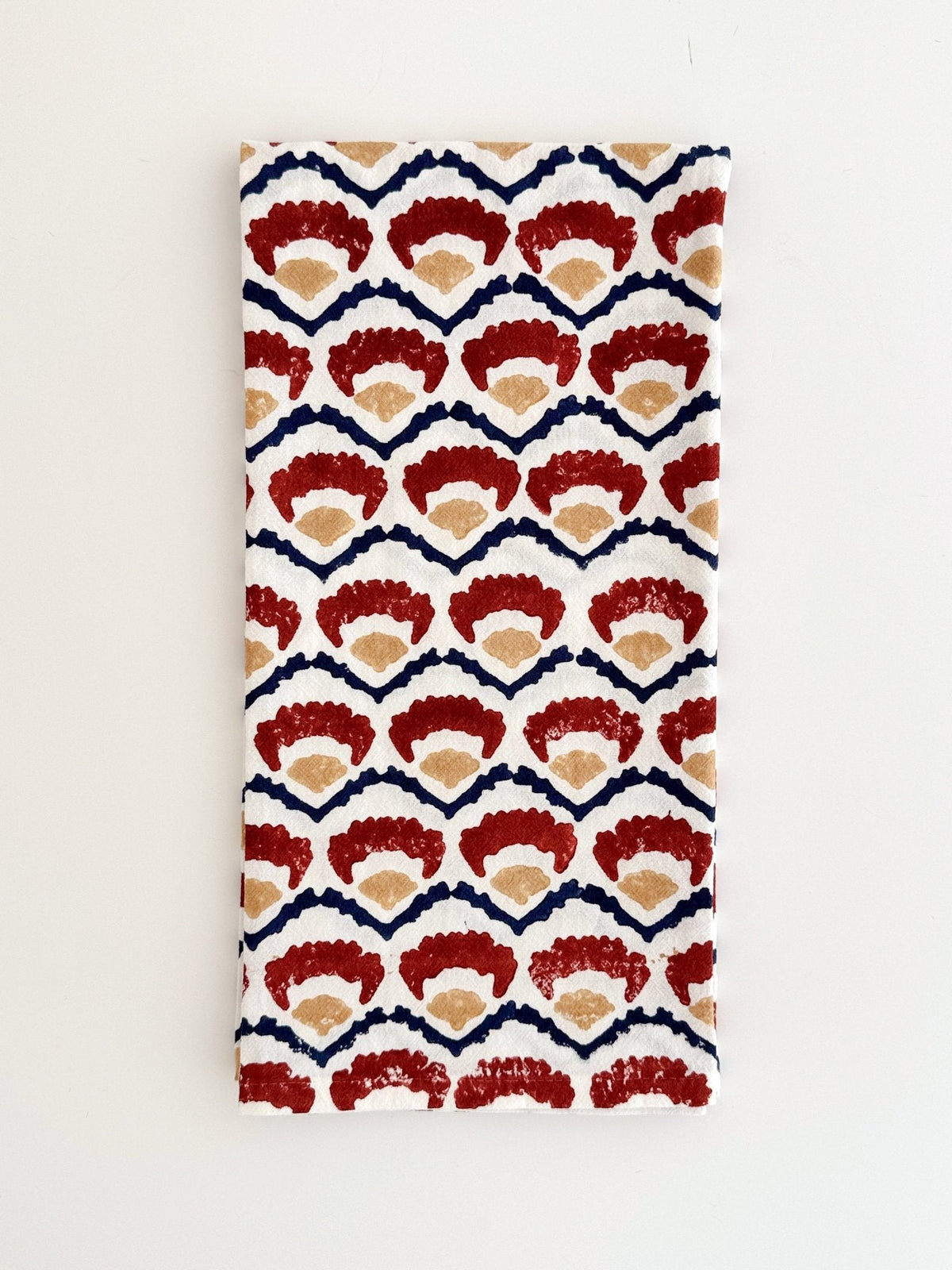 Tea Towel (Ivory) - Modern Poppy, Terracotta