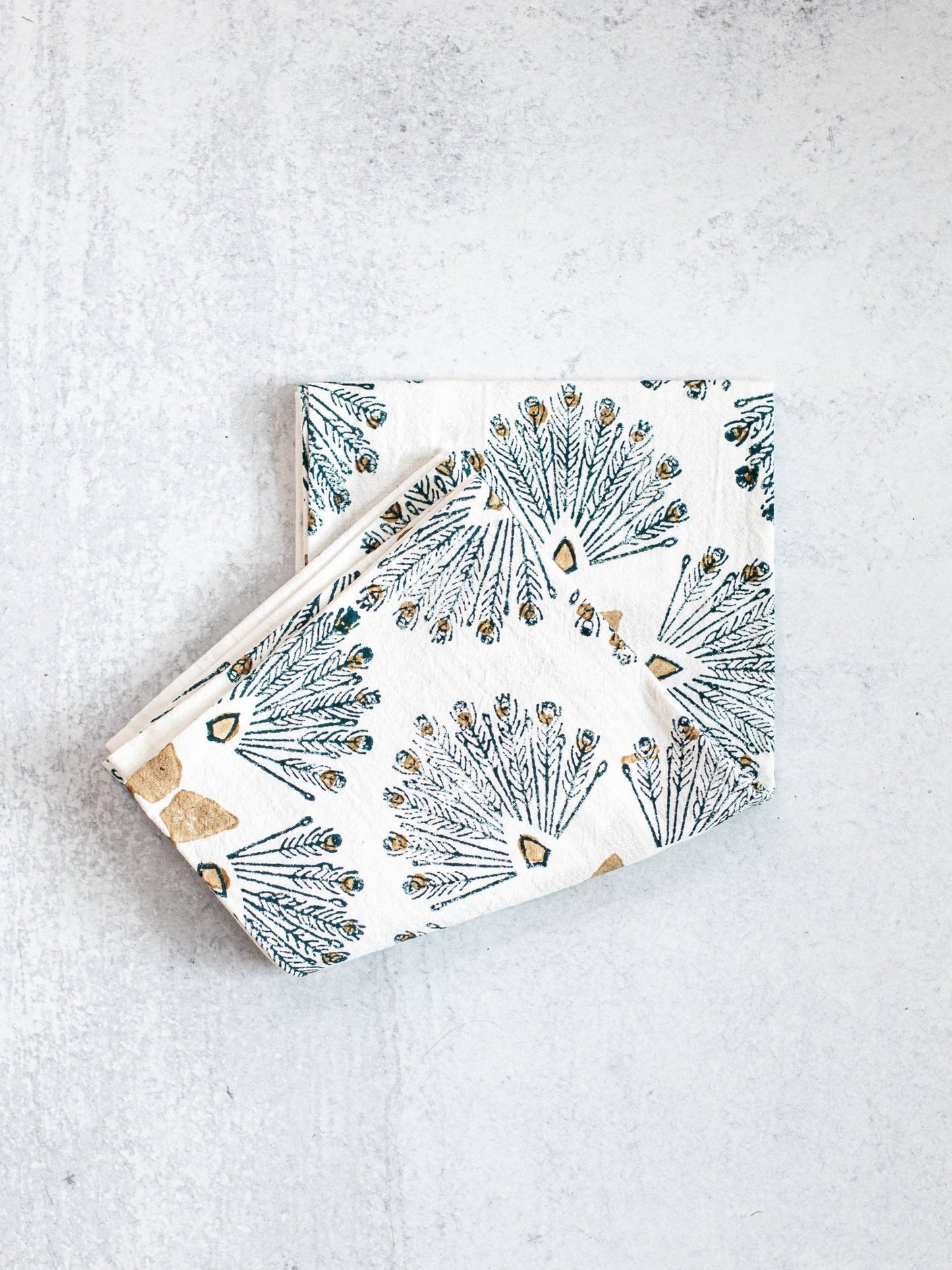 Tea Towel (Ivory) - Peacock Paradise, Midnight & Chai