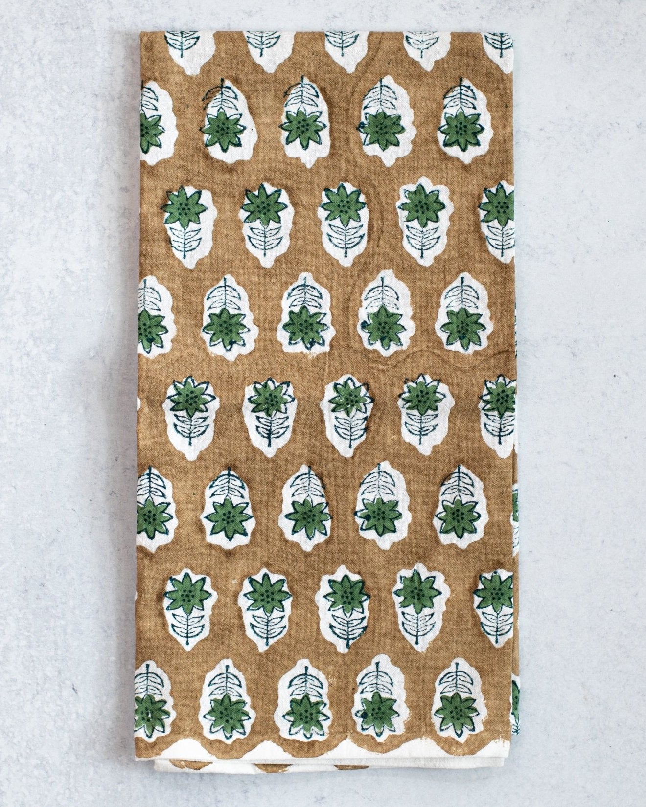 Tea Towel (Ivory) - Poinsettia - Chai, Midnight, & Sage