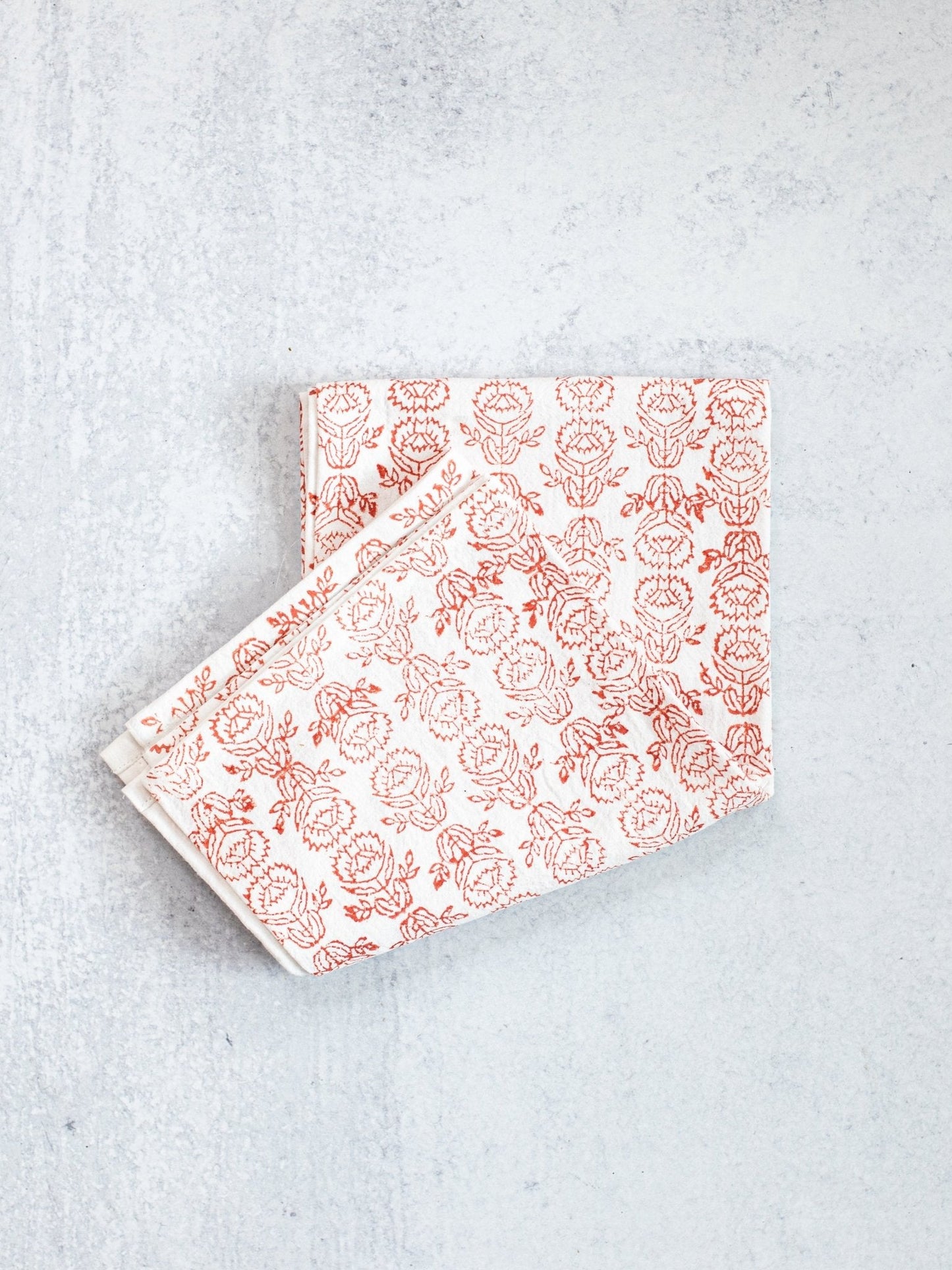 Tea Towel (Ivory) - Protea, Terracotta