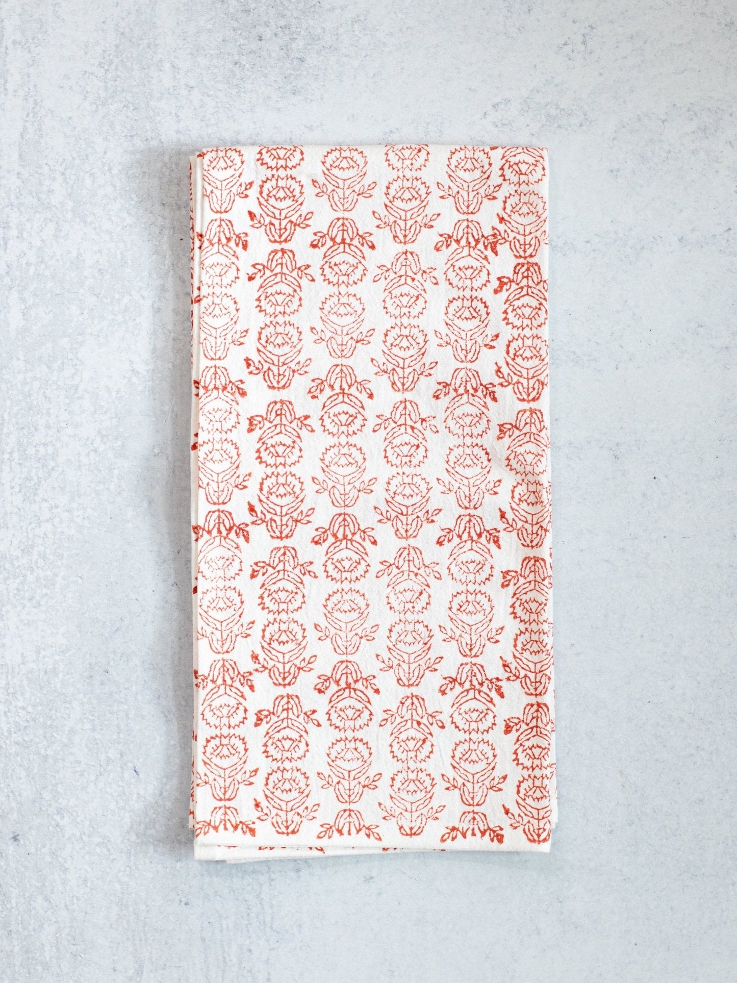 Tea Towel (Ivory) - Protea, Terracotta