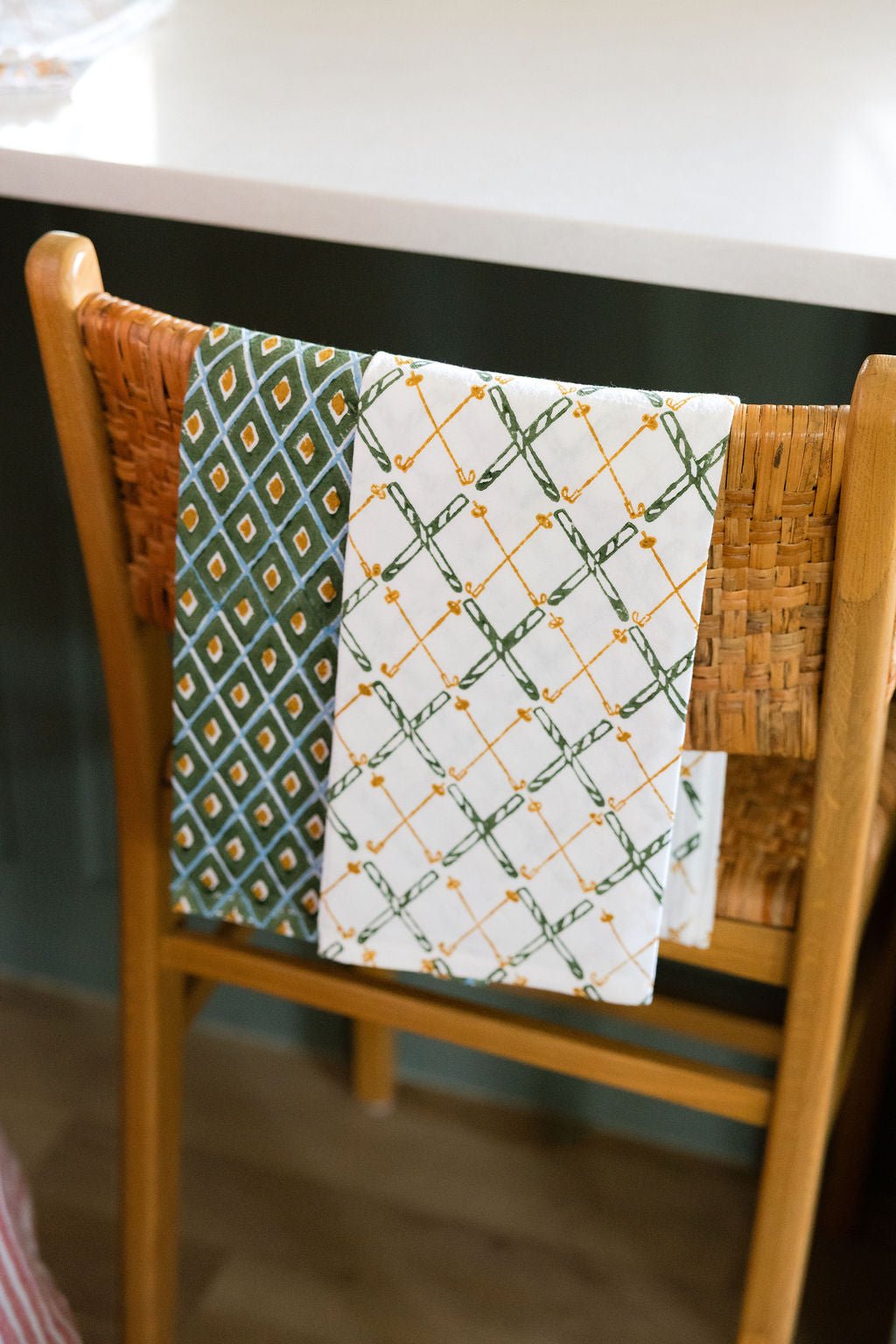 Tea Towel (Ivory) - Skis, Sage & Mustard