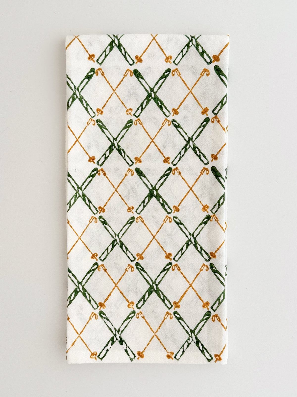 Tea Towel (Ivory) - Skis, Sage & Mustard