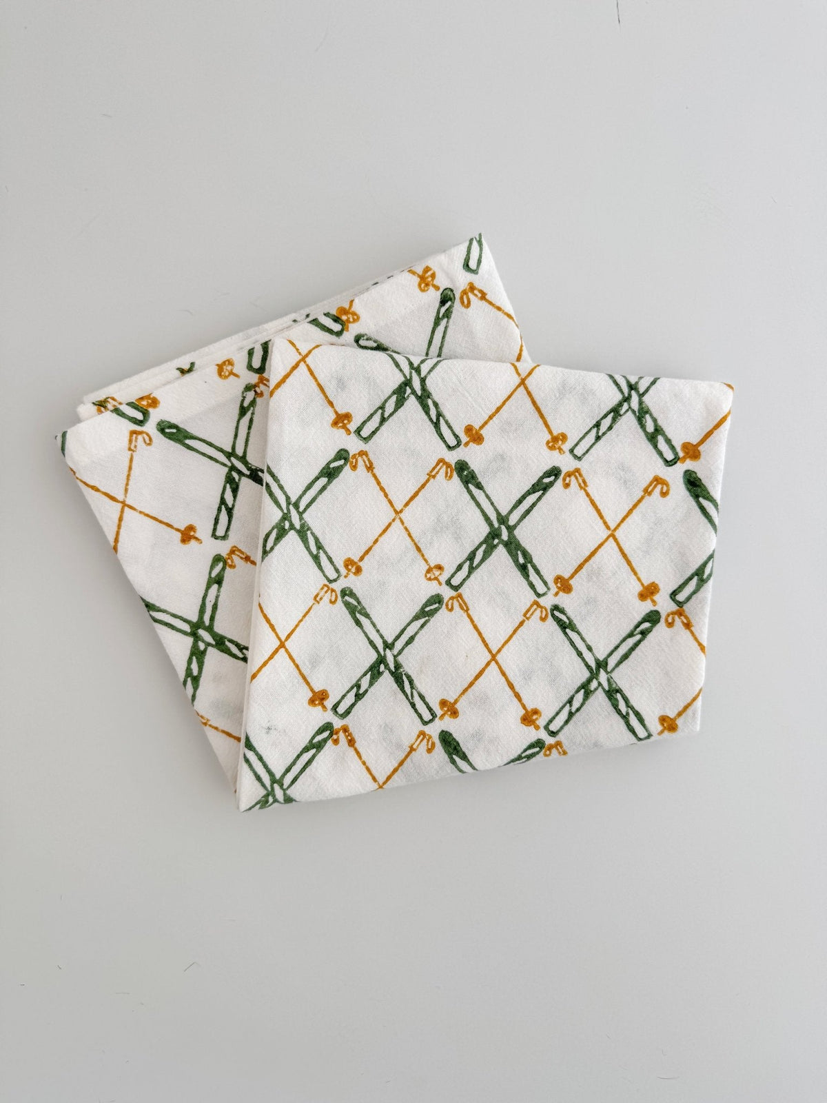 Tea Towel (Ivory) - Skis, Sage & Mustard
